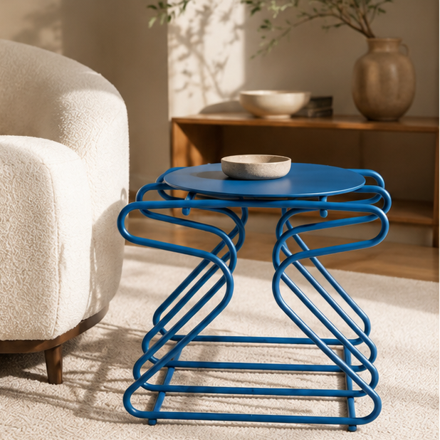 Table Industria — Métal bleu