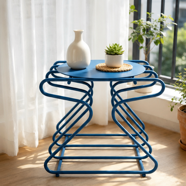 Table Industria — Métal bleu