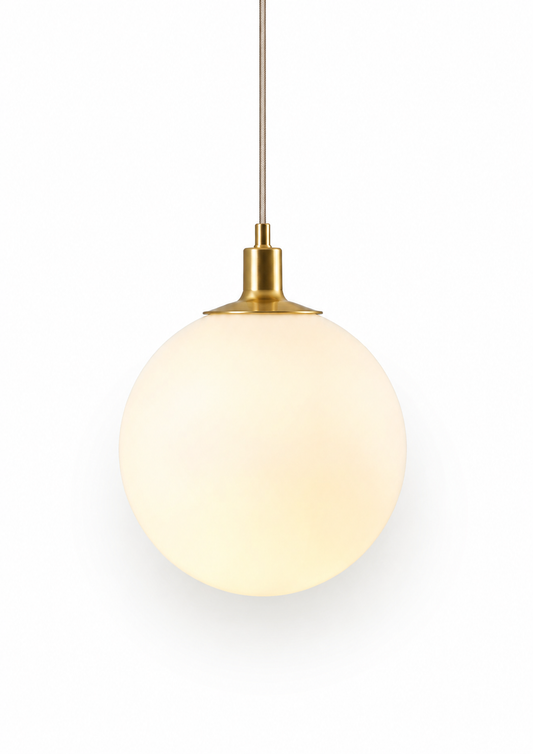 Suspension Lune — Laiton & verre laiteux