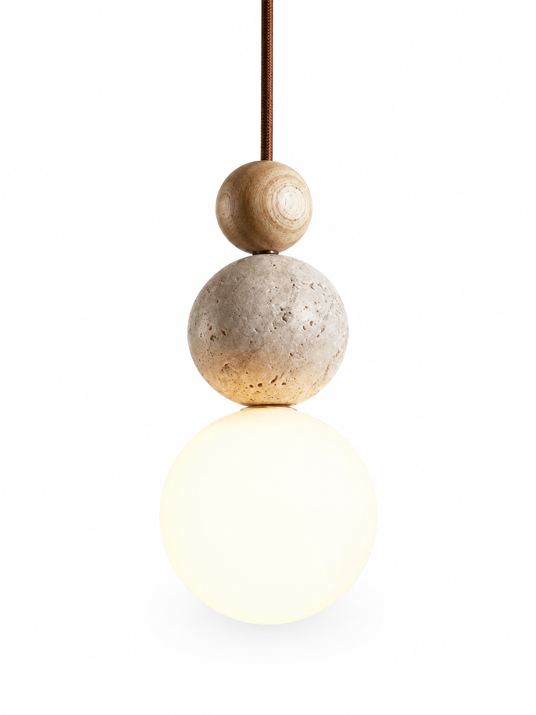 Suspension Otto — Travertin & bois