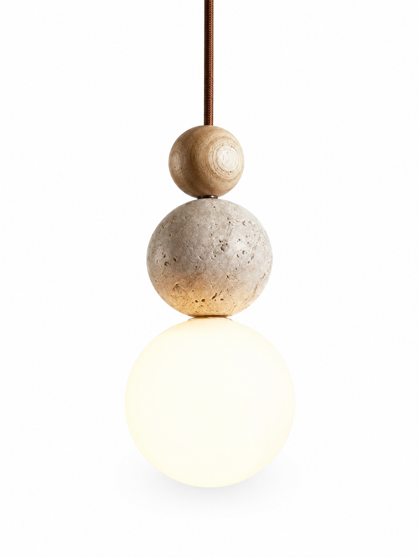 Suspension Otto — Travertin & bois