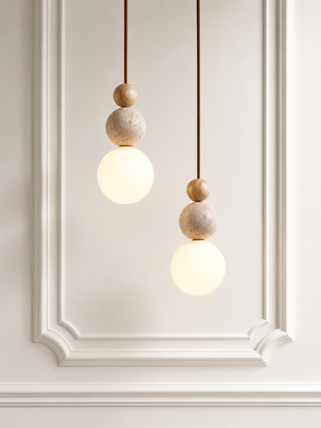 Suspension Otto — Travertin & bois