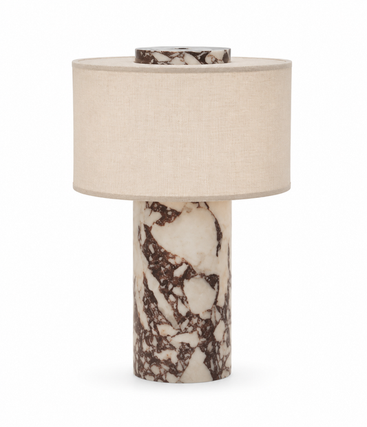 Lampe Pisa — Travertin & lin