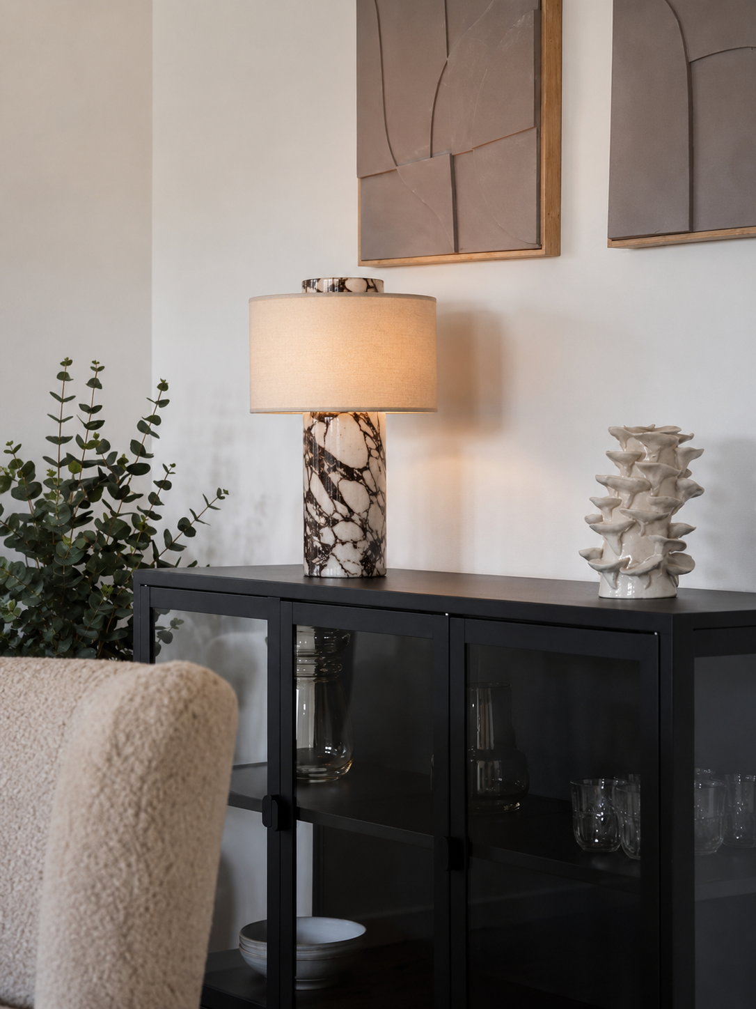 Lampe Pisa — Marbre & lin