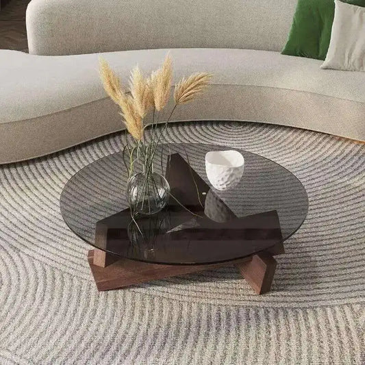 Table basse Vitro — Verre & bois