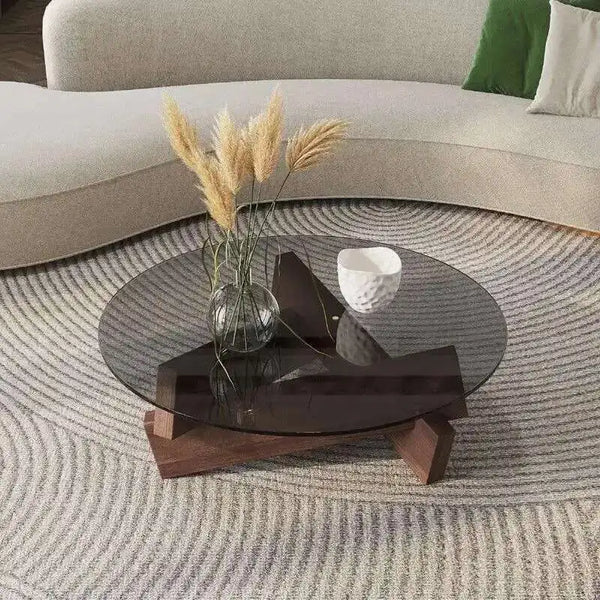 Table basse Vitro — Verre & bois