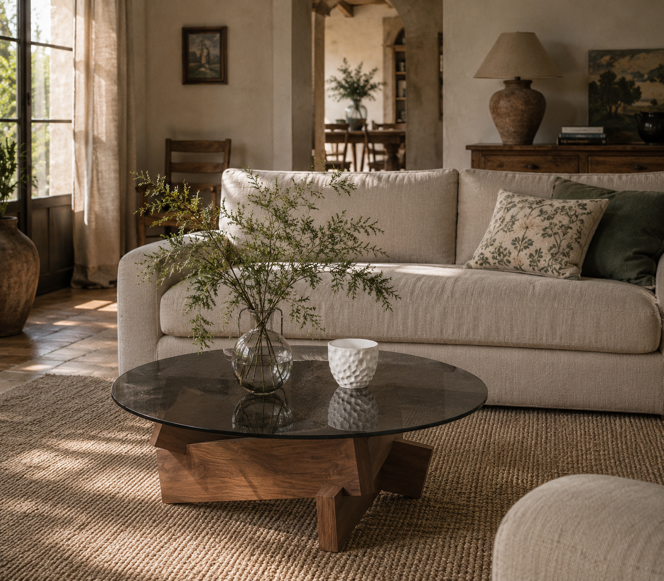 Table basse Vitro — Verre & bois