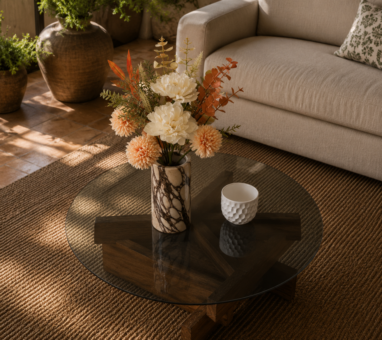Table basse Vitro — Verre & bois