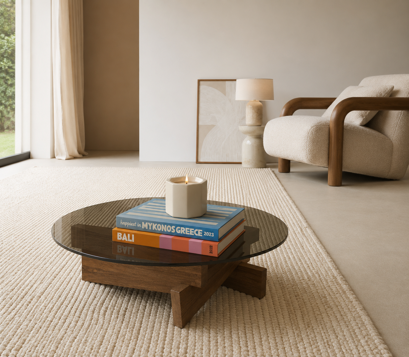 Table basse Vitro — Verre & bois